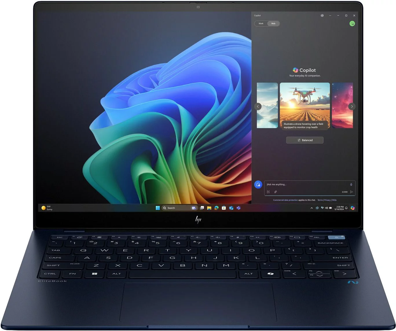 Ноутбук HP EliteBook Ultra G1q8 Snapdragon X Plus X1P-42-100 16Gb SSD512Gb Intel Arc 14" 2.2K (2240x1400) Windows 11 Pro 64 dk.blue WiFi BT Cam (9M4E6AT)