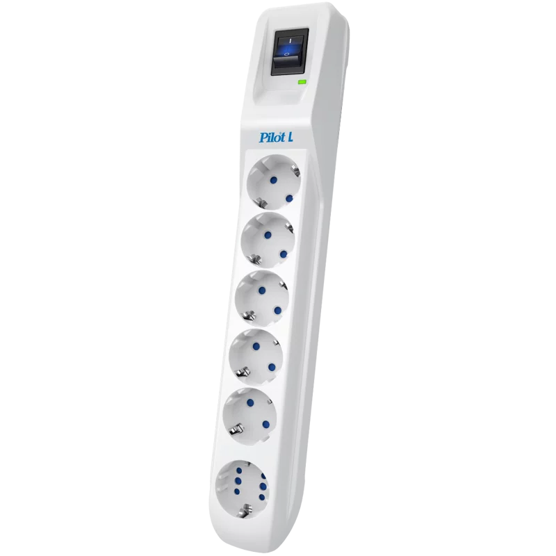 Сетевой фильтр Pilot L GP 6 розеток (5 евро + 1GP) 1.8 м/ Surge protector Pilot L GP 6 sockets (5 Euro + 1GP) 1.8 m white (PILOT L-6 GP)