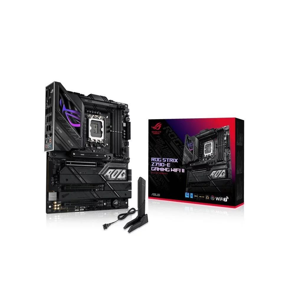 Материнская плата ASUS ROG STRIX Z790-E GAMING WIFI II, LGA1700, Z790, 4*DDR5, 4*SATA, 5*M.2, 10*USB 3.2, Type-C, 3*PCIx16, DP+HDMI, ATX (90MB1FC0-M0EAY0)