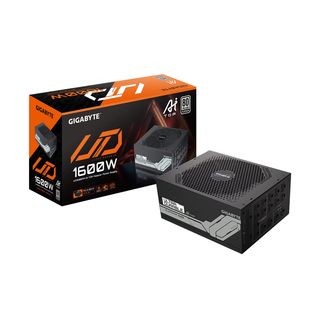 Блок питания Компьютер Gigabyte UD1600PM PG5 AI TOP 1600W, 80Plus, Platinum, Полностью модульный, PCIe Gen 5.0, ATX 3.1 compatible (GP-UD1600PM PG5)