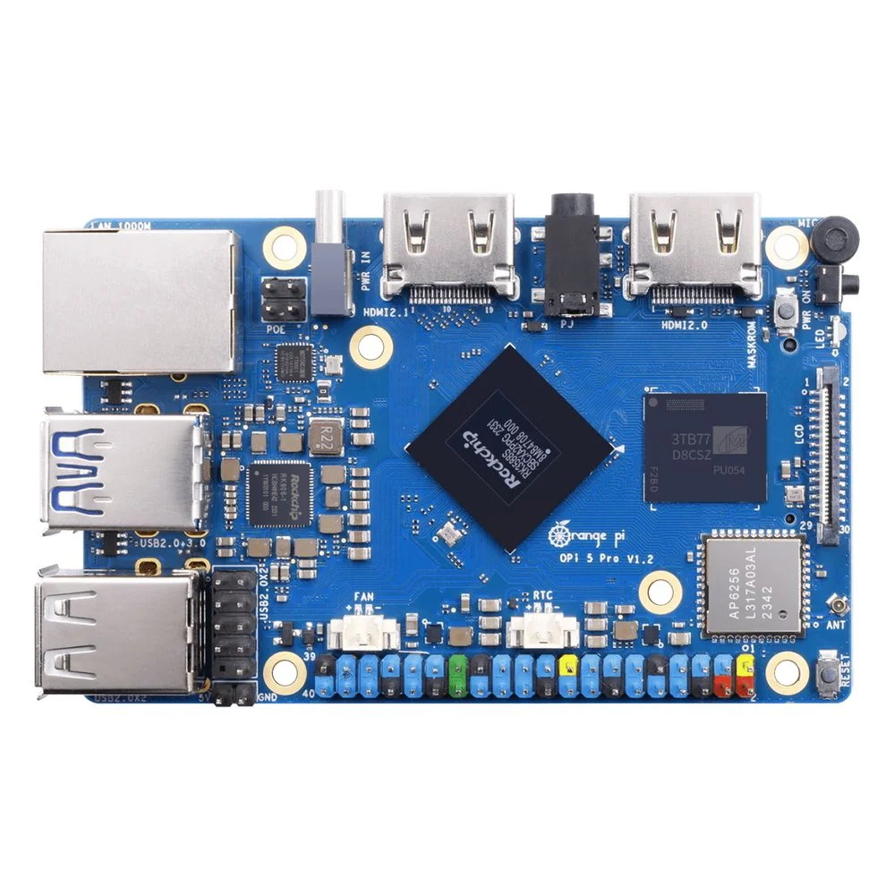 Одноплатный компьютер Orange Pi 5 Pro 16GB Rockchip RK3588, 16Gb, HDMI 2.1, Gigabit LAN port, USB2.0/ 3.0, microSD card slot, USB Type-C power port 5V@4A, без блока питания. (ORANGE PI 5 PRO 16 GB)