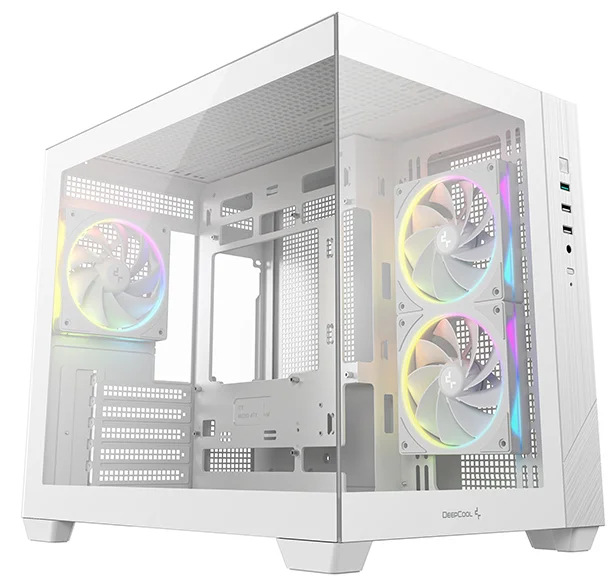 корпус Deepcool CG330 3F WH без БП, боковое окно (панорама), 3x120mm ARGB PWM вентилятора, белый, mATX (R-CG330-BKNGM3-G)