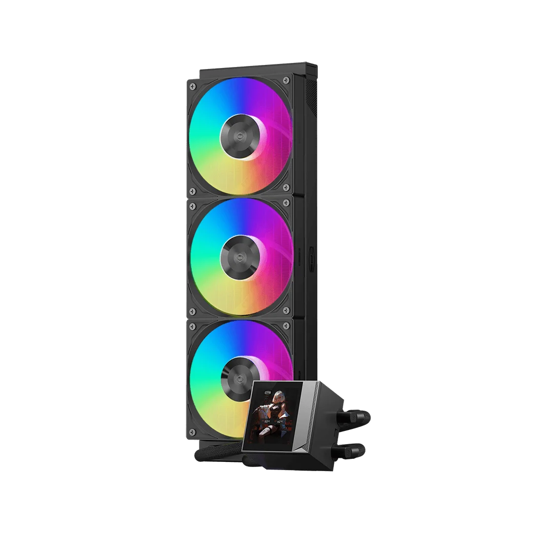 Система охлаждения/ Water Cooling System PCCooler DC360 Pro ARGB Display BK (310W, 360mm, LED, Black, ARGB/ Fans: 3x120mm, 90.56CFM, 39.8dBA, 2500RPM/ Pump height 65mm, 15dBA, 2600RPM, Rad thickness 2