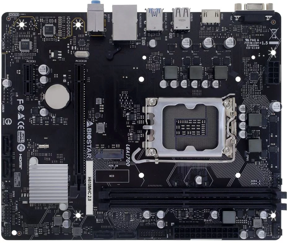 Материнская плата Biostar H610MHC 2.0 Soc-1700 Intel H610 2xDDR4 mATX AC`97 8ch(7.1) GbLAN RAID+VGA+HDMI