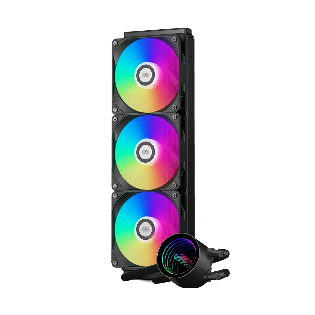 Система охлаждения/ Water Cooling System PCCooler DA360 V2 ARGB BK (300W, 360mm, Black, ARGB/ Fans: 3x120mm, 80.74FM, 36.5dBA, 2000RPM/ Pump height 54.3mm, 15dBA, 2600RPM, Rad thickness 27mm/ S: 1851,