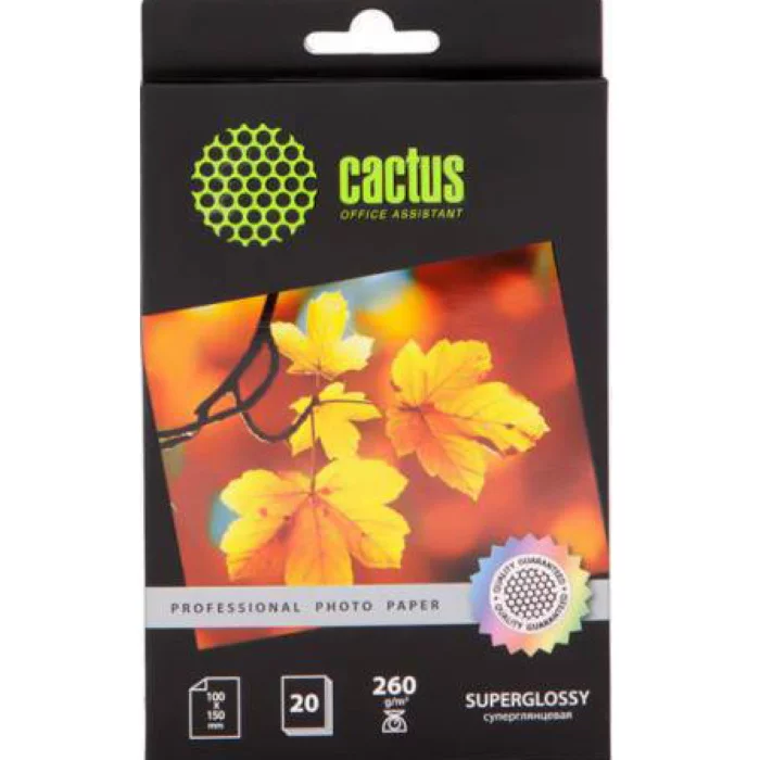 Фотобумага Cactus Prof CS-HGA626020 10x15/260г/м2/20л./белый глянцевое для струйной печати