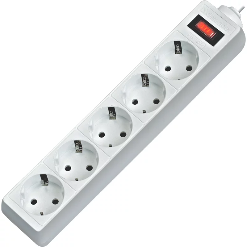 Сетевой фильтр Defender ES 5 5 м, белый, 5 розеток/ Surge Protector Defender ES 5 5m, white, 5 outlets (99483)