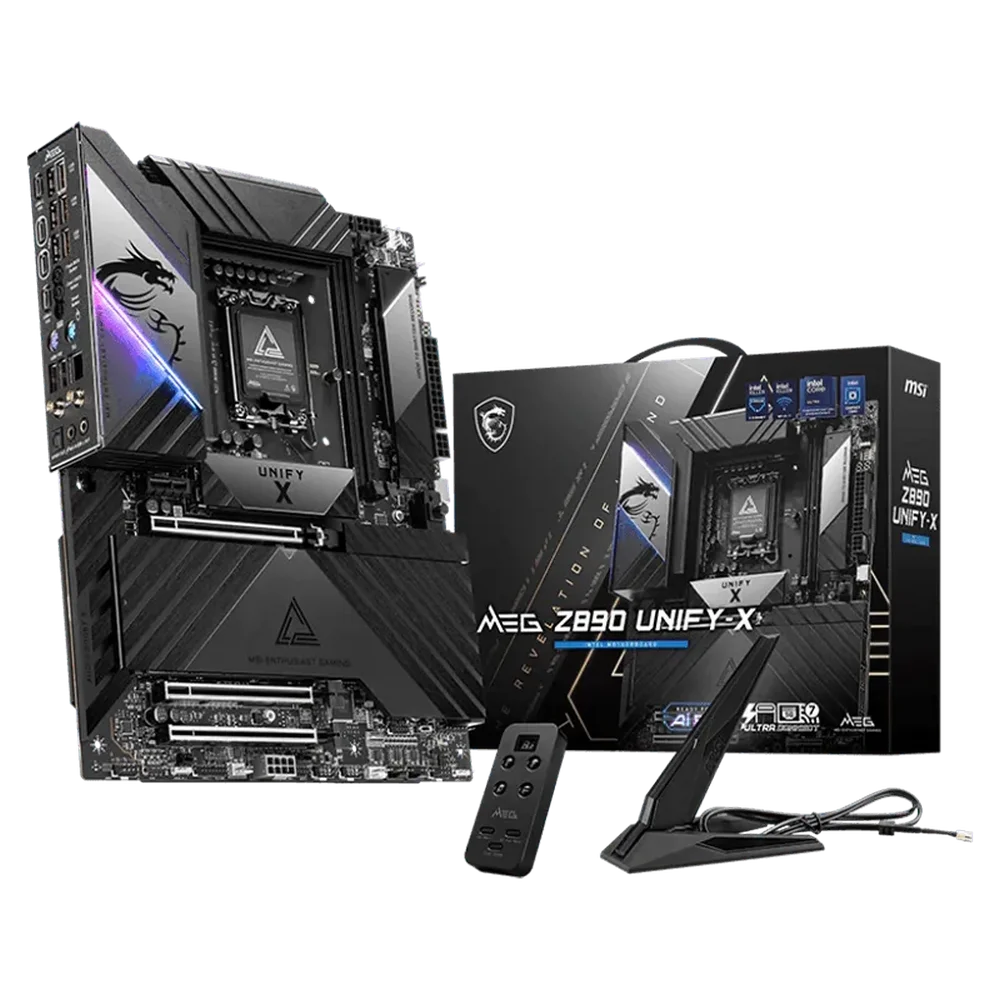 Материнская плата MSI MEG Z890 UNIFY-X Z890, LGA1851, 2*DDR5, 3*PCIEx16, 1*PCIEx1, 6*M.2, 2*TypeC, 8*USB3.2Gen2, 4*USB3.2Gen1, 8*USB2.0, 6*SATA3.0, 5G, 2*Type-C(DP), ATX, RTL