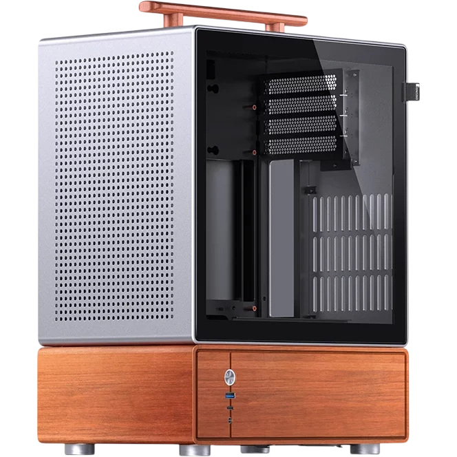Корпус без блока питания/ Case JONSBO T7, Mini-Tower, TG, no fan, 1xUSB-A 3.0 + 1xUSB-C 3.2, mATX, mITX Silver (T7 SILVER)