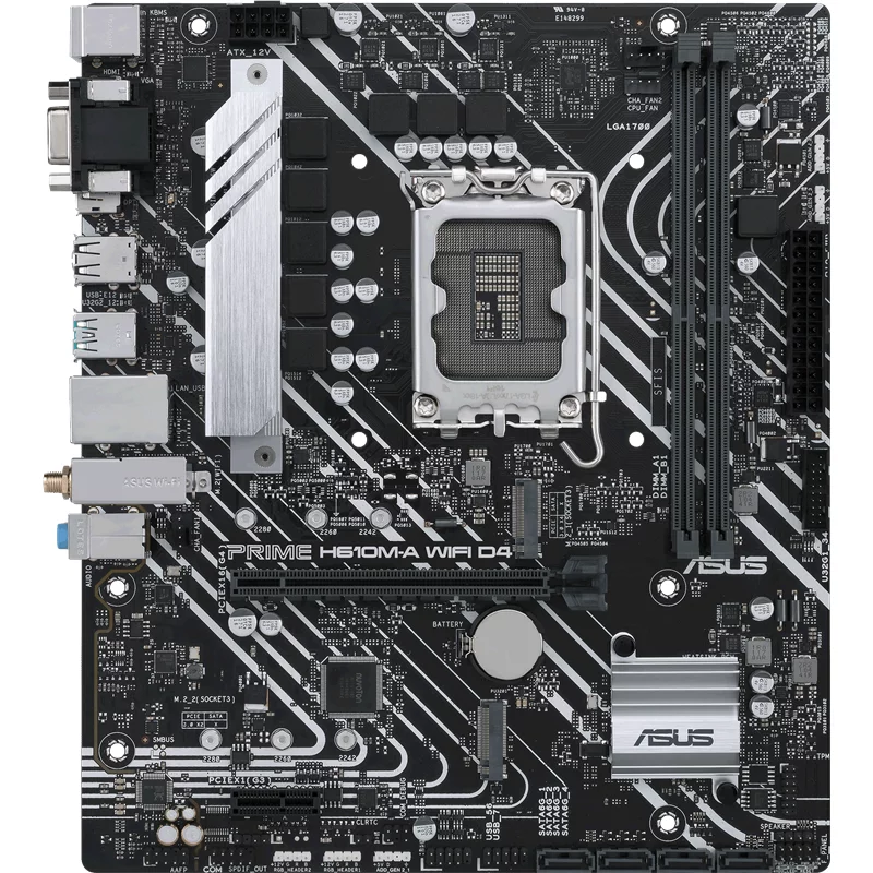 Материнская плата ASUS PRIME H610M-A WIFI D4, LGA1700, B610, 2*DDR4, D-sub+DP+HDMI, SATA 6.0, M.2, USB 3.2*2, USB 2.0*2, mATX, 90MB1C80-M0EAY0