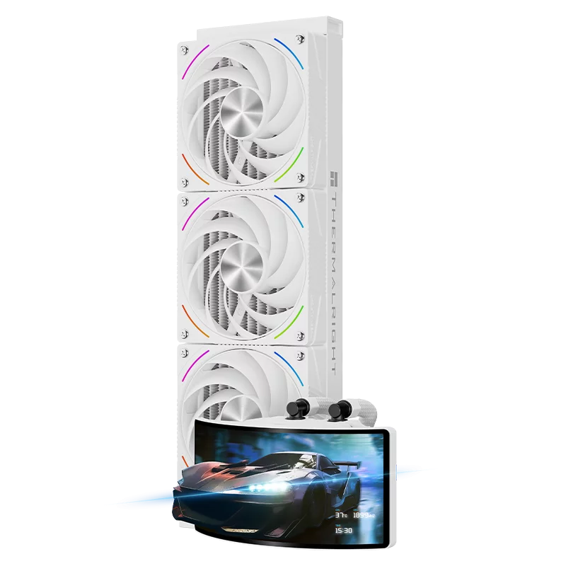 Водяное охлаждение для процессора/ Water Cooling System Thermalright Rainbow Vision 360 Turbo (360mm, LED, White, ARGB/ Fans: 3x120mm, 120.38CFM, 44.7dBA, 3000RPM/ Pump height 86mm, 6400RPM, Rad thick (R-VISION-TURBO-WH-360-ARGB)