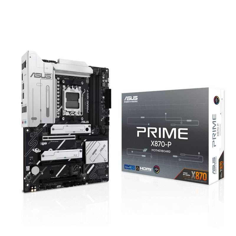 Материнская плата ASUS PRIME X870-P, AM5, X870, 4*DDR5, 2*SATA, 4*M.2, 4*USB 3.2, 2*USB 2.0, 2*Type-C, 5*PCIx16, HDMI, ATX (90MB1IT0-M0EAY0)