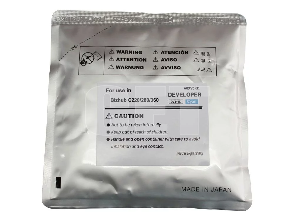 Девелопер для KONICA MINOLTA Bizhub C220/ C280/ C360 (CET) Cyan, 210г/ пак, 114000 стр., CET8433
