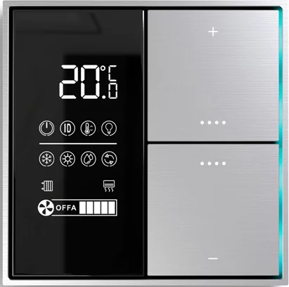 Donel Многофункциональный комнатный термостат KNX,ЖК-экран, встроенный датчик температуры, глянцевое серебро, Cерия DKNX (DTS5392GS)