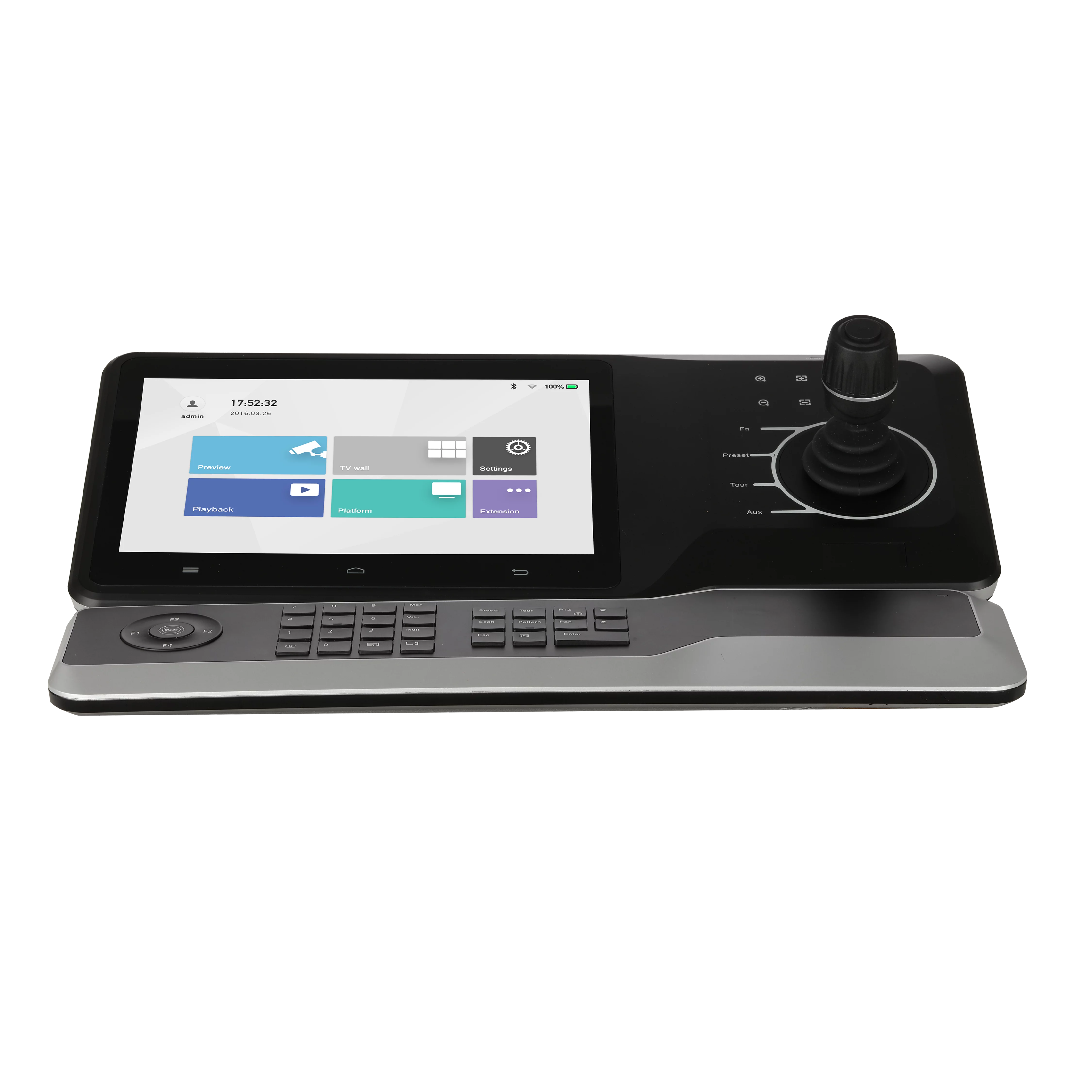 Пульт PTZ-управления с дисплеем Назначение: PTZ-видеокамеры NVR DVR HCVR VMS IP-камеры XVR; интерфейсы: Ethernet RS-485 RS-422 USB RS-232; PTZ-функции: предустановки автосканирование автопанорамирован (DHI-NKB5000-F)