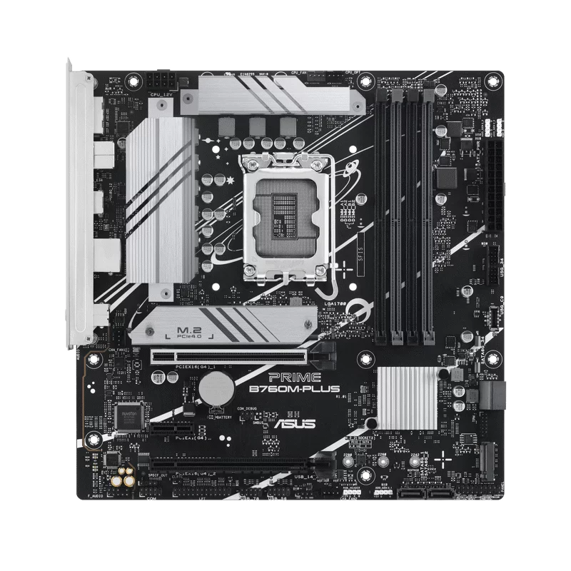 Материнская плата ASUS PRIME B760M-PLUS, LGA1700, B760, 4*DDR5, 4*SATA, 2*M.2, 2*USB 3.2, 4*USB 2.0, 2*PCIx16, 1*PCIx1, DP+HDMI, mATX (90MB1GY0-M0EAY0)