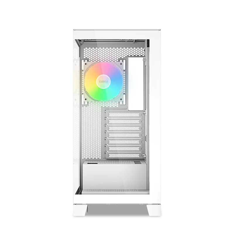 Корпус ПК без блока питания/ Case SAMA V50 White, Midi-Tower, TG, 4x120mm ARGB, 2xUSB 3.0 + 1xUSB 3.1 Type-C, ATX, mATX, mITX White (V50-WHADA4X1-GL)