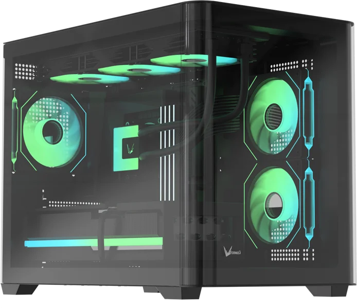 корпус Formula V Line Crystal U2M Floe Black, MATX, TYPE-C*1, USB3.0*1, Curved Glass, SIDE 2x FLOE ARGB, REAR 1x FLOE ARGB