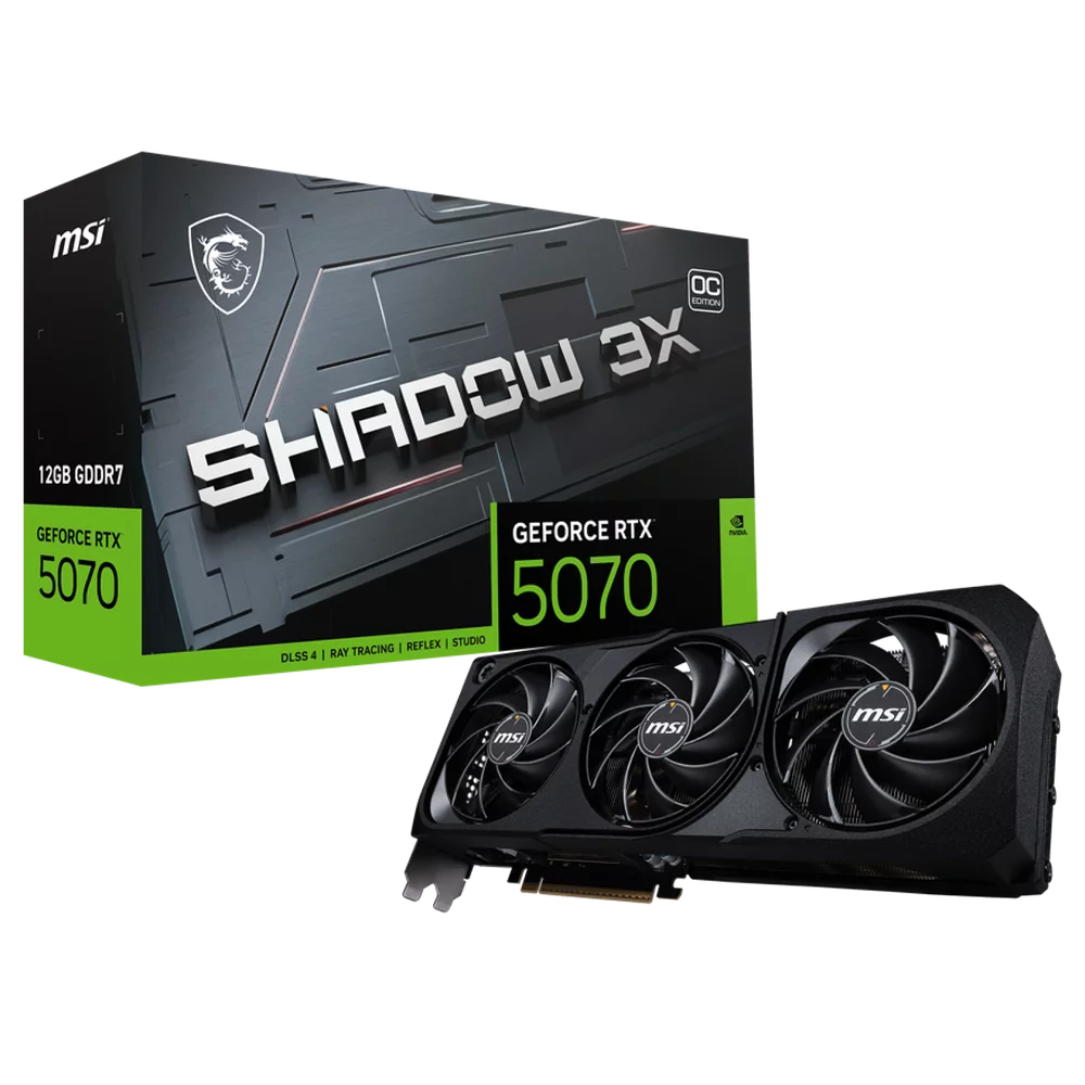 Видеокарта MSI PCI-E RTX 5070 12G SHADOW 3X OC NVIDIA GeForce RTX 5070 12Gb 192bit GDDR7 2542/ 28000 HDMIx1 DPx3 HDCP Ret
