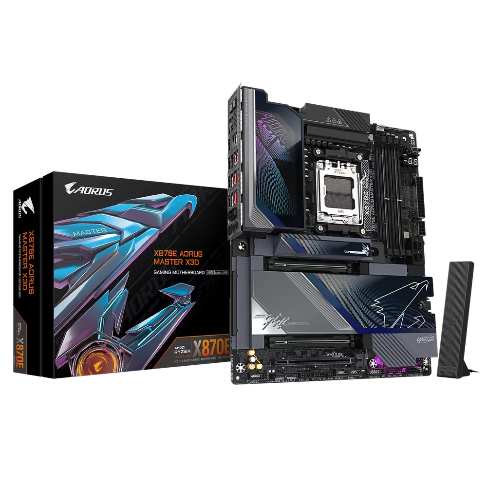 Материнская плата Gigabyte X870E A MASTER X Socket AM5 AMD X870E 4xDDR5 ATX AC`97 8ch(7.1) 1P 10Gigabit + 1P 5Gigabit RAID+HDMI (X870E AORUS MASTER X3D)