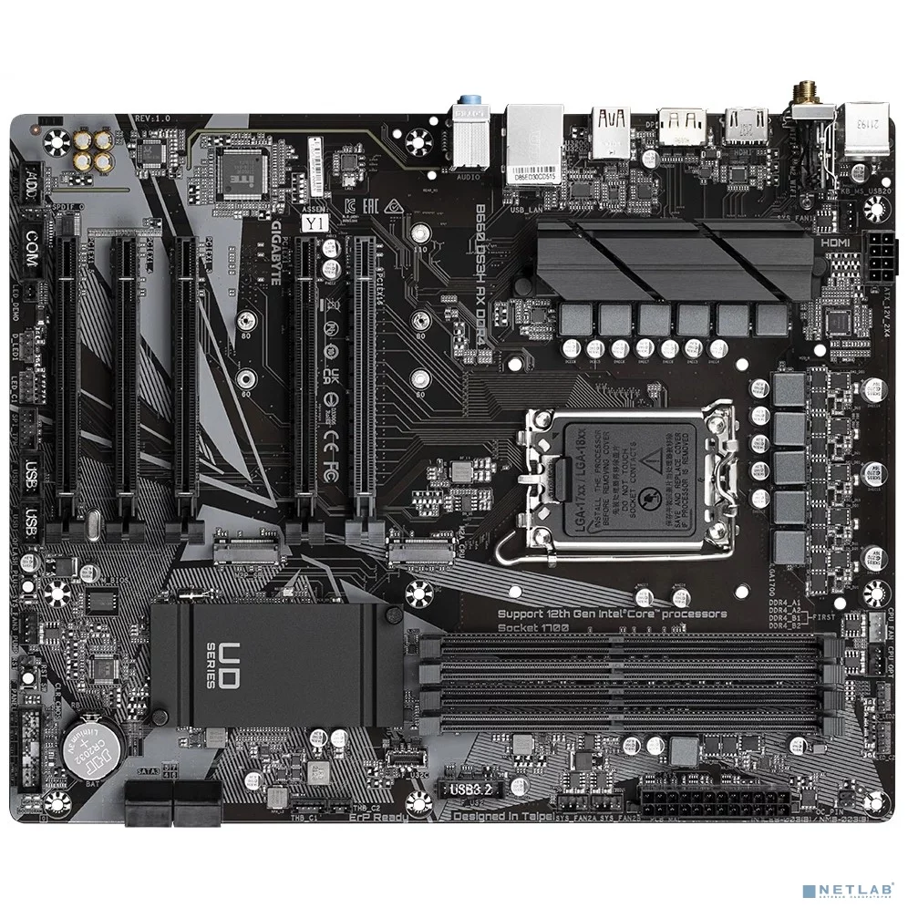 GIGABYTE B660 DS3H AX DDR4, LGA1700, B660, 4*DDR4, DP+HDMI, 4 SATA 6 Гб/с, M2, Audio, Gb LAN, USB 3.2, USB 2.0, Type-C, COM*1 header, ATX