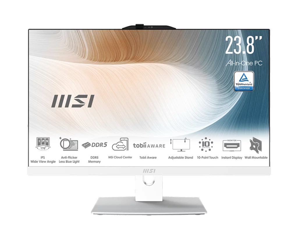 MSI Modern AM242P 1M-1022XRU 23.8"(1920x1080 IPS)/ Intel Core 5 120U(1.4Ghz)/ 16384Mb/ 512PCISSDGb/ noDVD/ Int:Intel® Graphics/ Cam/ BT/ WiFi/ -/ war 1y/ 4.65kg/ White/ DOS + Wireless KB+M (9S6-AE0722-2201)