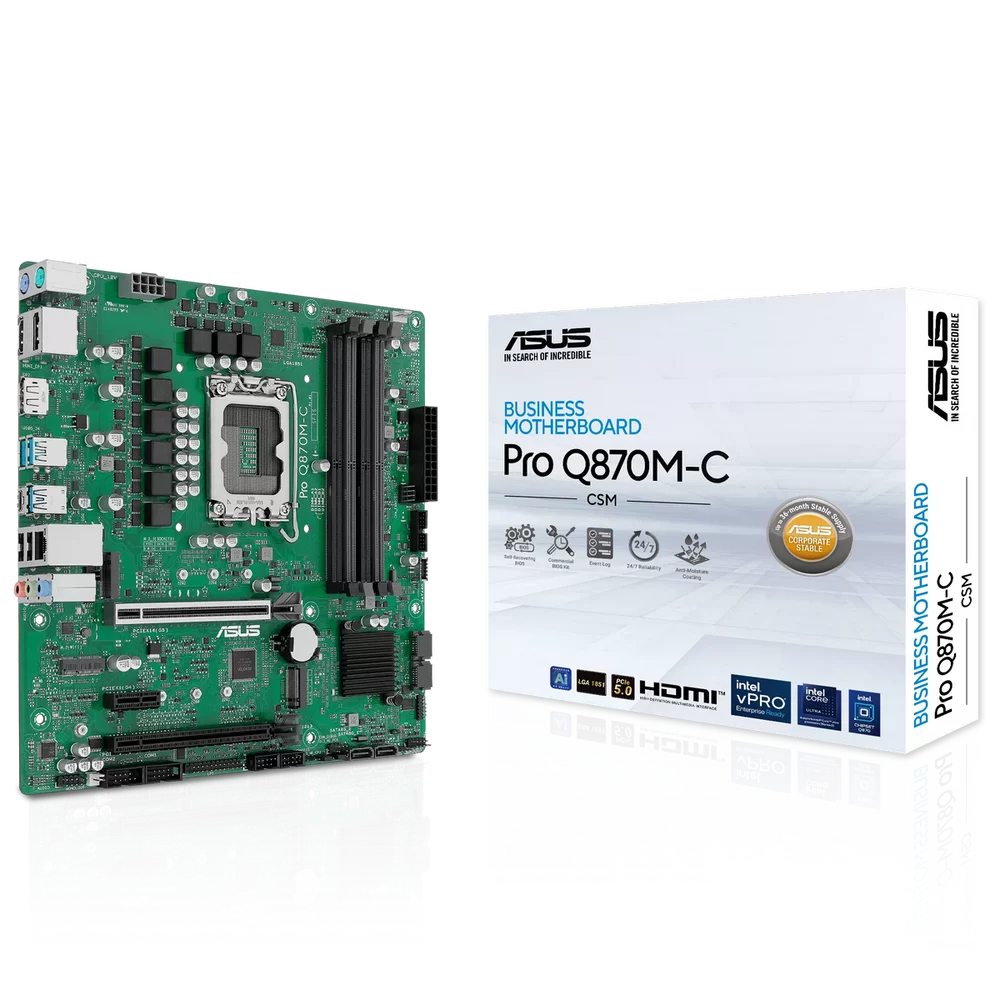 Материнская плата ASUS PRO Q870M-C-CSM LGA1851 mATX 4хDDR5 2хPCIEx16 PCIEx1 2xM.2 USB-C DP HDMI GLAN (90MB1KEP-M0EAYC)