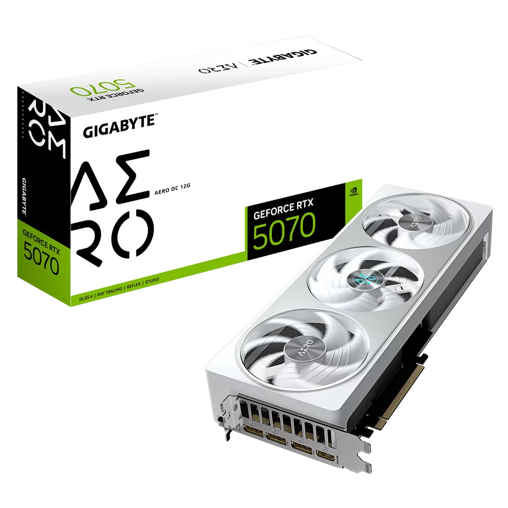 Видеокарта Gigabyte RTX5070 AERO OC 12GB GDDR7 192bit 3xDP HDMI 3FAN RTL (GV-N5070AERO OC-12GD)