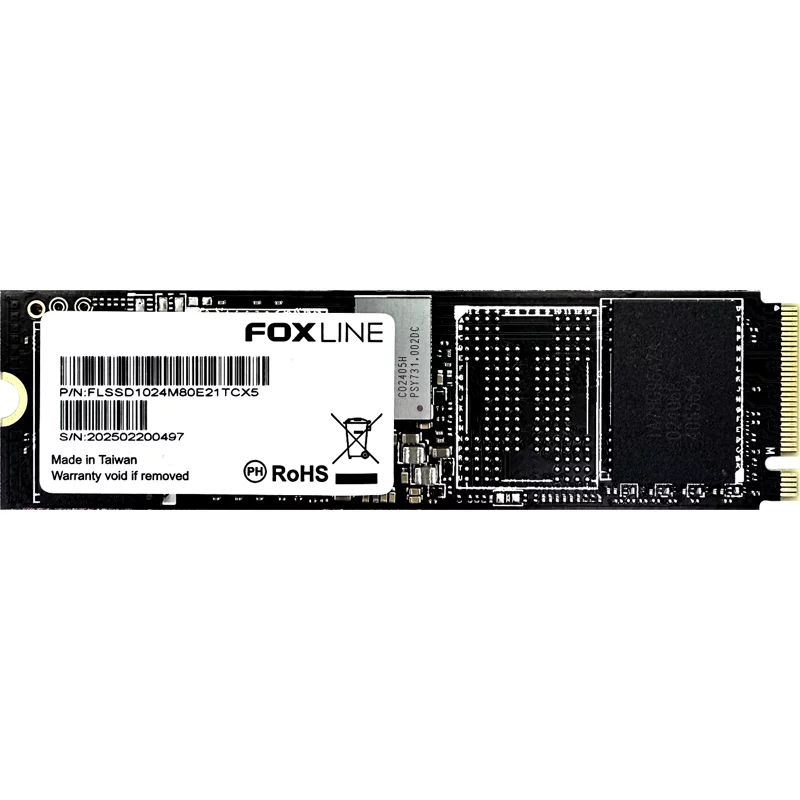 Твердотельный накопитель/ Foxline SSD X5-E21T, 1024GB, M.2(22x80mm), NVMe, PCIe Gen4x4, 3D TLC, R/W 5100/4800MB/s, IOPs 800 000/950 000, TBW 700, DWPD 0.9 (2 года) (FLSSD1024M80E21TCX5)