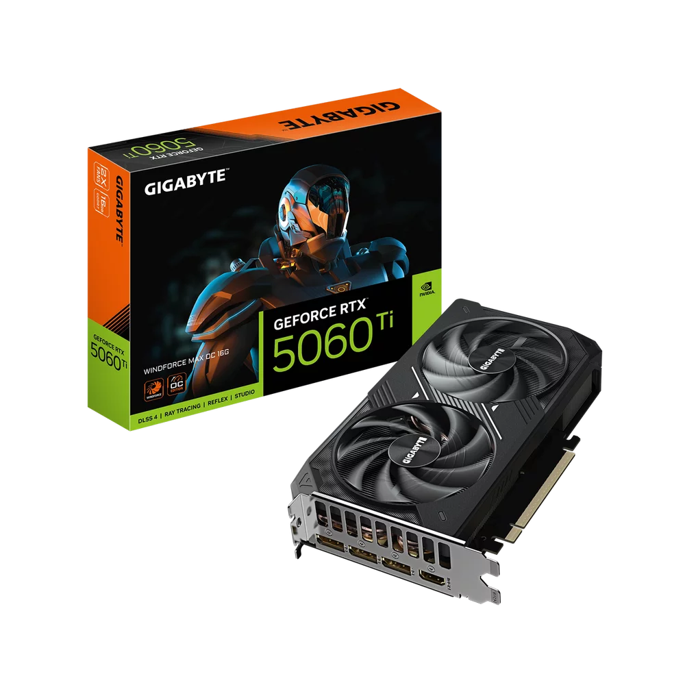 Видеокарта Gigabyte Bad Pack RTX5060Ti WINDFORCE MAX OC 16GB GDDR7 128bit 3xDP HDMI 2FAN RTL bp (GV-N506TWF2MAX OC-16GD||BP)