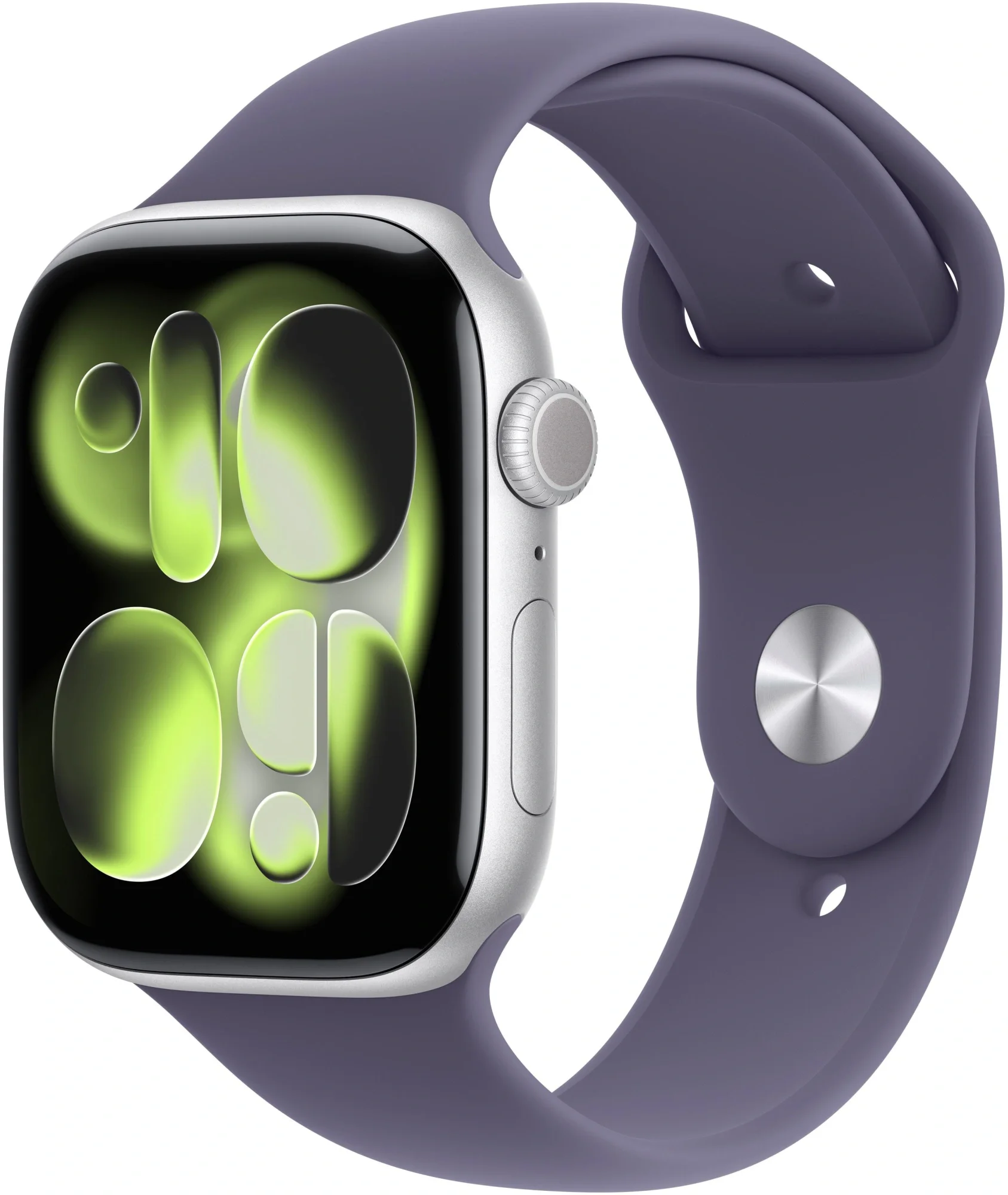 Смарт-часы Apple Watch Series 11 A3331 42мм OLED корп.серебристый Sport Band рем.фиолетовый разм.брасл.:M/L (MEU74AF/A)