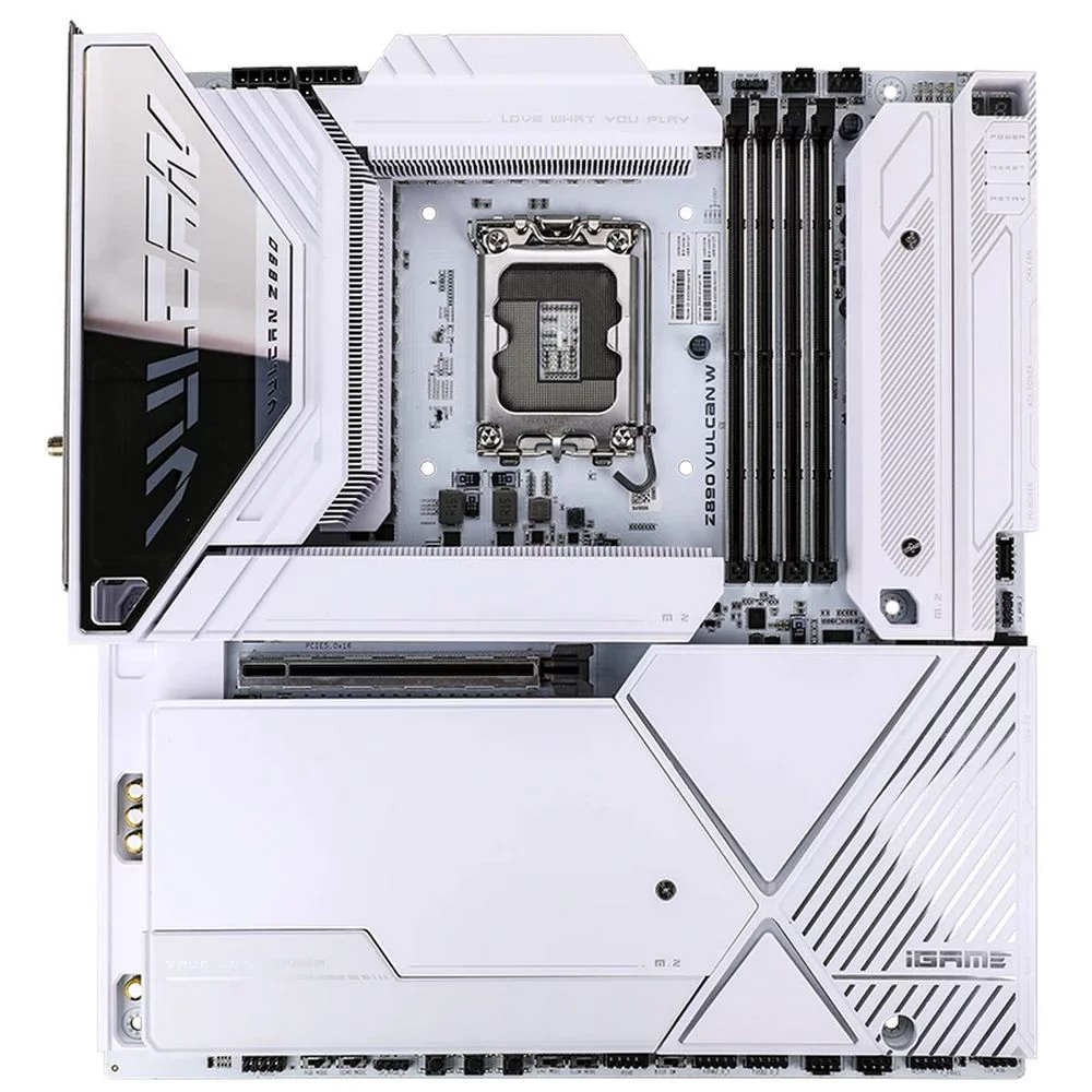Материнская плата Colorful iGame Z890 VULCAN W V20 Z890, LGA1851, 4*DDR5, 2*PCIEx16, 1*PCIEx4, 5*M.2, 3*TypeC, 6*USB3.2Gen2, 4*USB3.2Gen1, 4*USB2.0, 6*SATA3.0, 5G,2.5G, 2*Type-C(DP), DP, HDMI, E-ATX, RTL