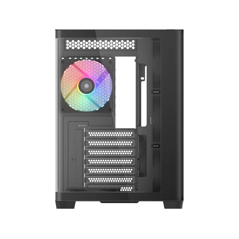 Корпус ПК без блока питания/ Case SAMA V60 Black, Midi-Tower, TG, 7x120mm ARGB, 2xUSB 3.0 + 1xUSB 3.1 Type-C, ATX, mATX, mITX Black (V60-BKADA7X1-GL)