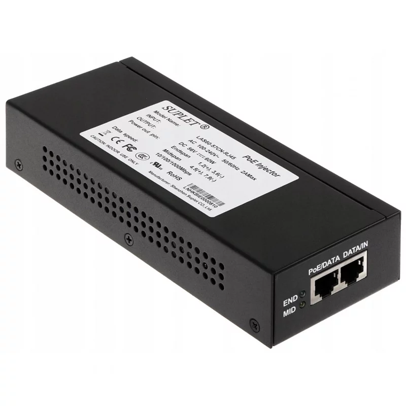 PoE инжектор 60 Вт, 1 RJ45 интерфейс 1000M. Подходит для DS-2DE5/ 4xxx-AE/ -AE3 (LAS60-57CN-RJ45)