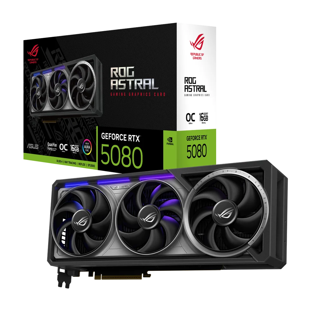 Видеокарта ASUS Bad Pack RTX5080 ROG ASTRAL OC 16GB GDDR7 256bit 3xDP 2xHDMI 3FAN RTL (ROG-ASTRAL-RTX5080-O16G-GAMING) bp (90YV0LV0-M0NA00||BP)