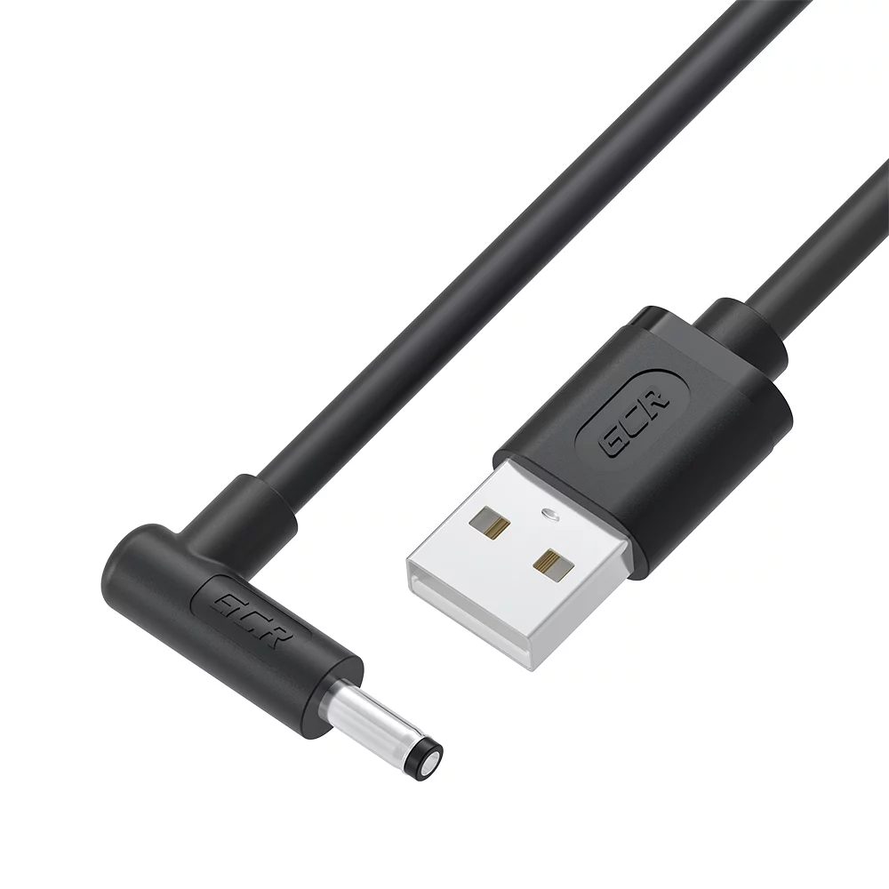 GCR Кабель питания 1.0m USB AM / DC 3.5х1.35 mm угловой, черный, GCR-56035