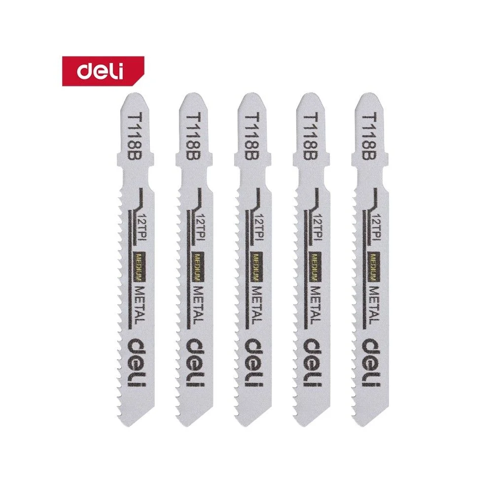 Набор оснастки Deli Пилки для электролобзика (5шт) по металлу DH-QJT012-E4 тип T118B, 12TPI, 50мм