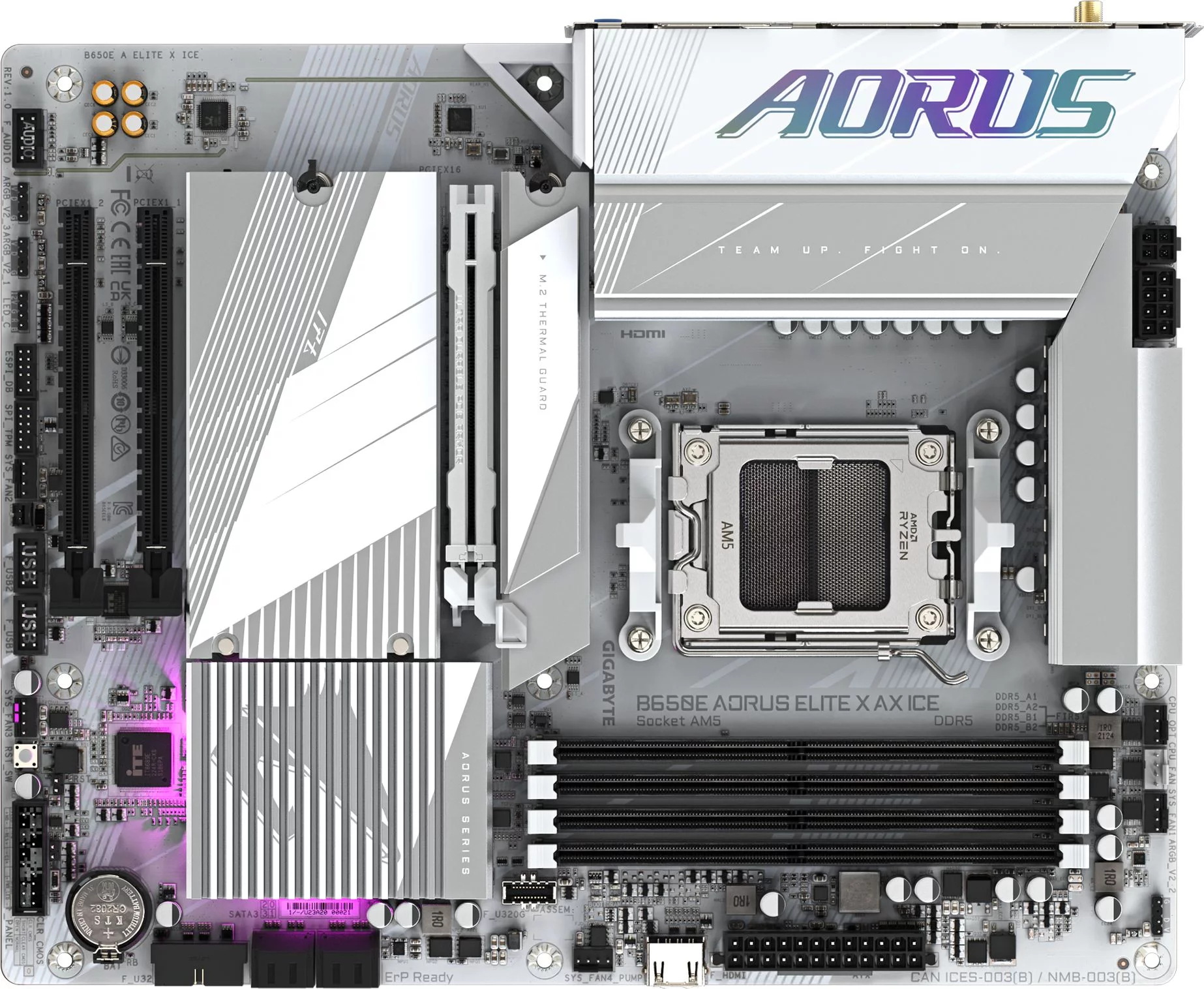 Материнская плата Gigabyte B650E A ELITE X ICE SocketAM5 AMD B650 4xDDR5 ATX AC`97 8ch(7.1) 2.5Gg RAID+HDMI (B650E AORUS ELITE X AX ICE)