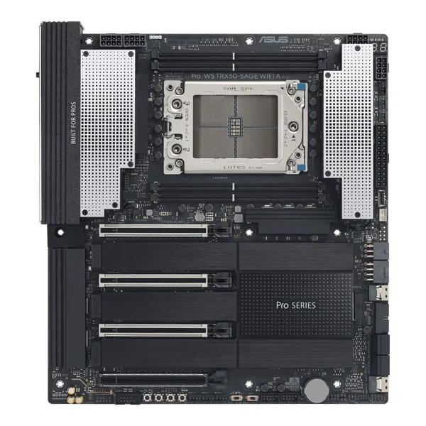 Материнская плата ASUS PRO WS TRX50-SAGE WIFI A, AMD TRX50, 4*DDR5, 4*SATA, 3*M.2, 2 x SlimSAS, 6*USB 3.2, 1*USB 2.0,Type-C, DP, 4*PCIx16, CEB; 90MB1LE0-M0EAY0