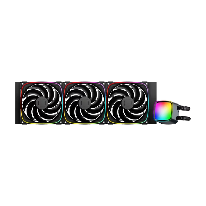 Система жидкостного охлаждения/ Water Cooling System Geometric Future Eskimo Pro 420 (300W, 420mm, ARGB, Black/ Fans: 3x140mm, 91.15CFM, 34.0dBA, 2400RPM/ Pump height 54mm, 3500RPM, Rad thickness 27mm (1C253B0421001)
