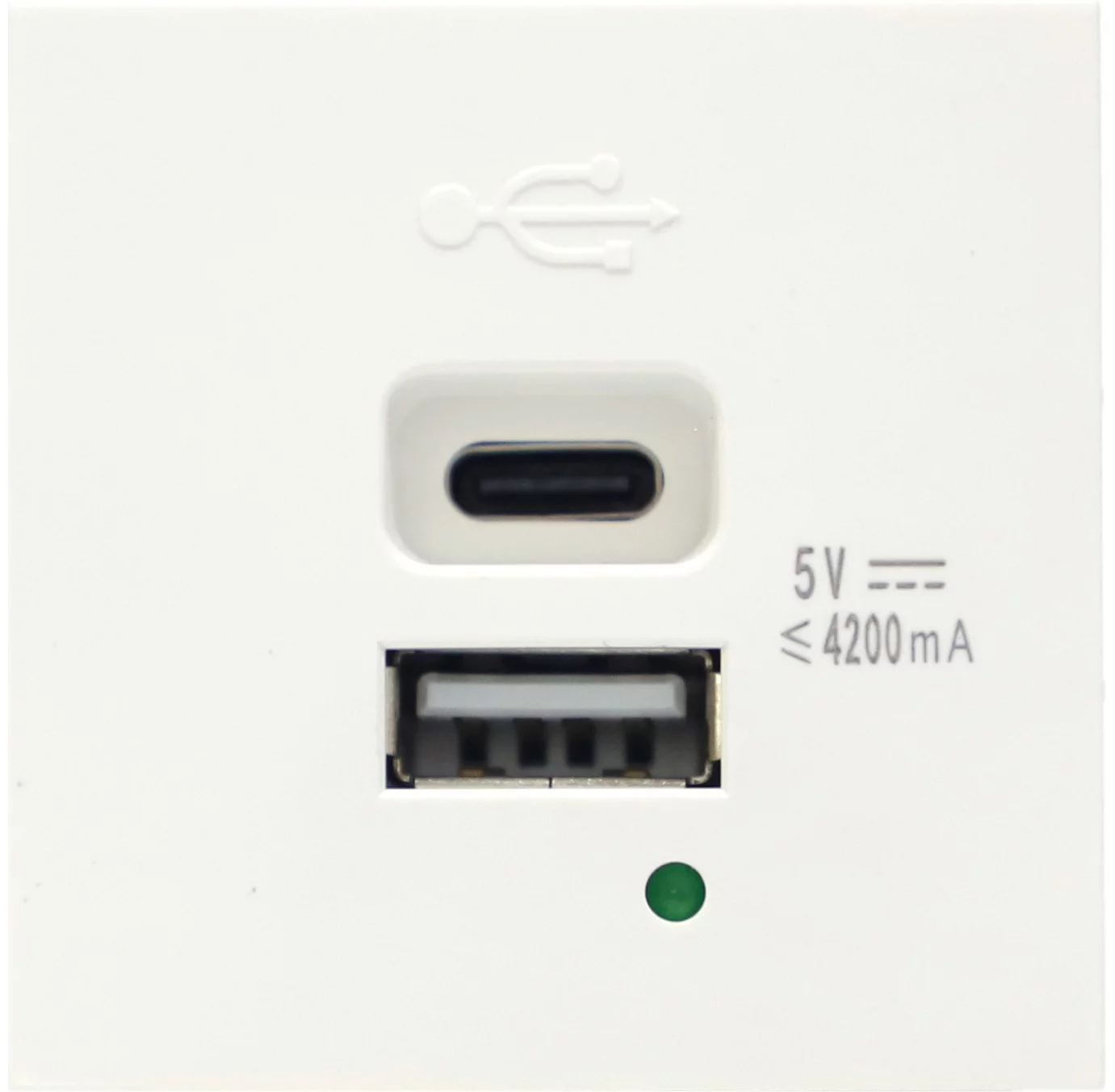 Donel USB зарядное устройство, 4.2A , Type A + C, 2 мод., бел. (45х45мм) (DUSB4200WCF)