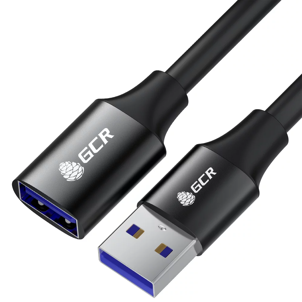 GCR Удлинитель 3.0m USB 3.0 (USB 3.2 Gen 1), AM/AF, 5 Гбит/с, черный, AL корпус, экранирование, армирование, GCR-55281