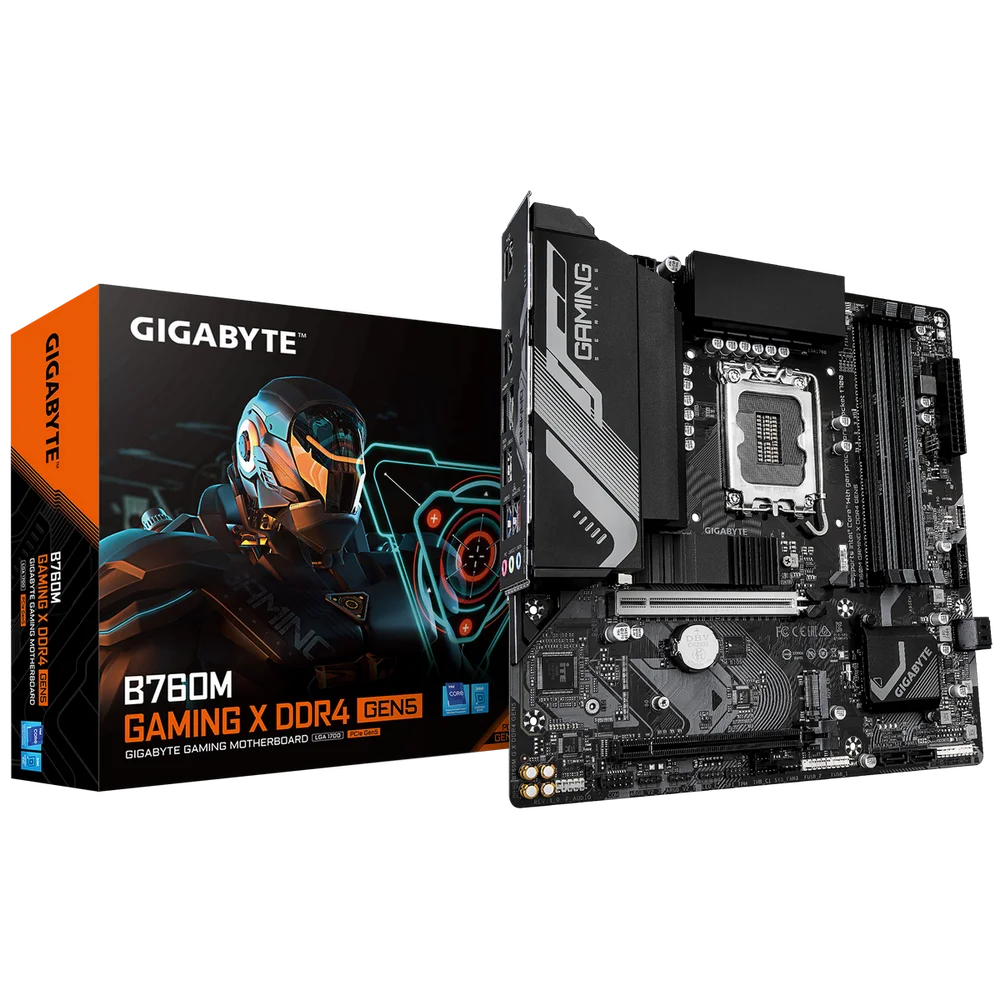Материнская плата Gigabyte B760M GAMING X DDR4 GEN5 B760, LGA1700, 4xDDR4, 2*PCI-Ex16, 2*M.2, 1*Type-C, 5*USB3.2Gen1, 9*USB2.0, 4*SATA3.0, 2.5G, DP, HDMI, ATX, RTL