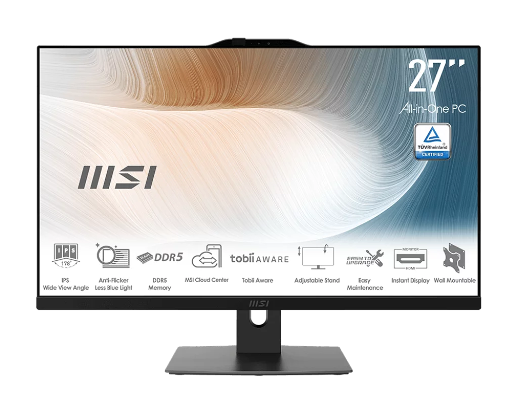 Моноблок MSI Modern AM272P 1M AiO 27" FHD(1920x1080)IPS AG Non-touch,Core i5-120U (1.4GHz), 16GB DDR5(2x8GB),512GB SSD M.2,Intel UHD,WiFi,BT,camera,WirelessKB&mouse Eng/ Rus,NoOS,1y war-ty,White (9S6-AF8232-1409)