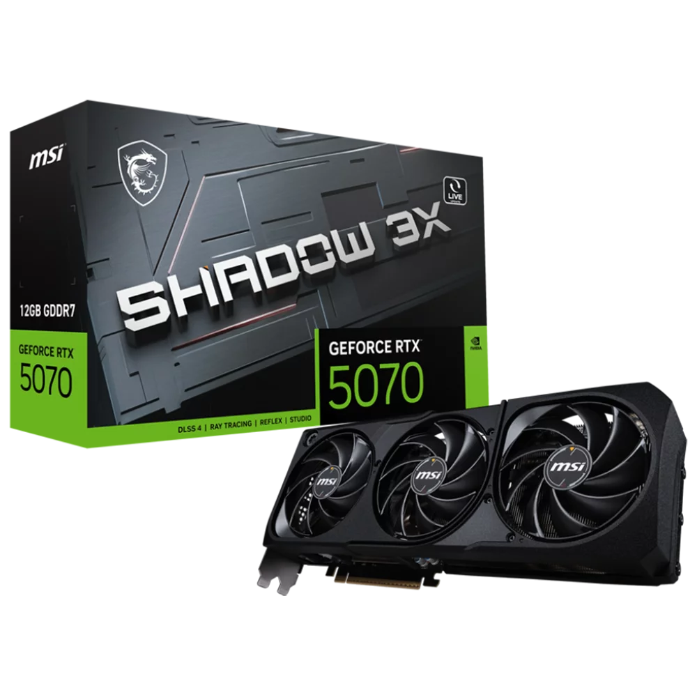 Видеокарта MSI PCI-E 5.0 RTX 5070 12G SHADOW 3X NVIDIA GeForce RTX 5070 12Gb 192bit GDDR7 2512/28000 HDMIx1 DPx3 HDCP Ret