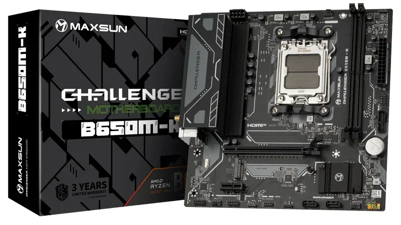 Материнская плата MAXSUN MS-Challenger B650M-K WIFI, AM5, B650, 2*DDR5, 2*SATA3, M.2, USB 3.2, USB 2.0, 2*PCIEx16, HDMI, mATX