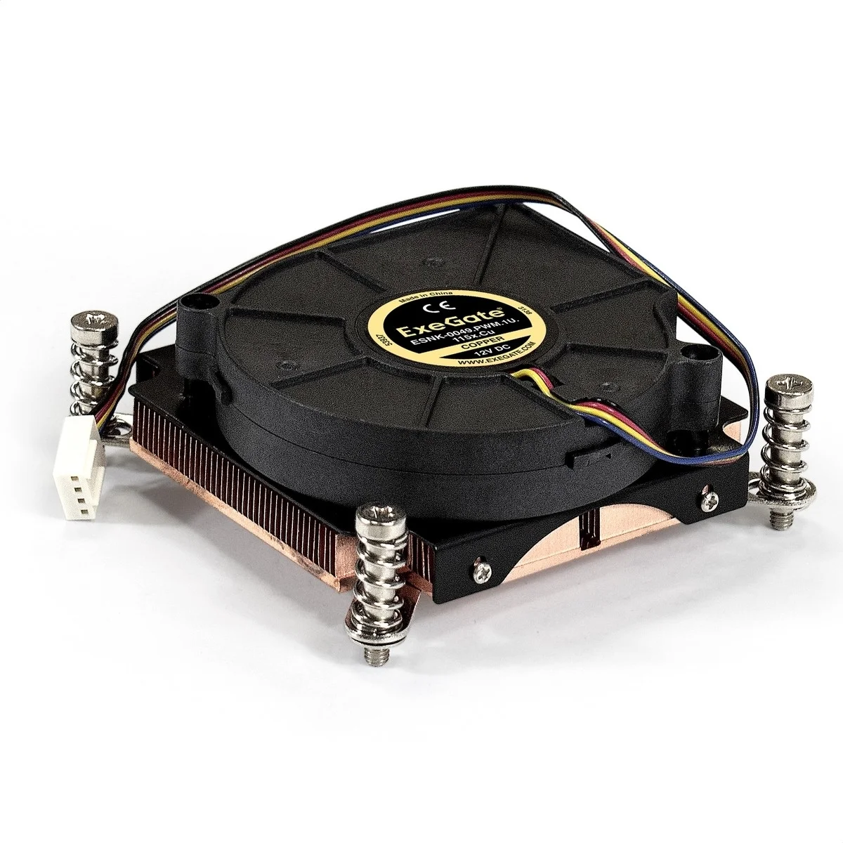Exegate EX286162RUS Кулер ExeGate ESNK-0049.PWM.1U.115x.Cu (радиальный (улитка), медный, 1U, LGA1150/ 1151/ 1155/ 1156/ 1200, TDP 115W, Fan 75mm, PWM, 2000-5000RPM, 2 ball bearing, 4pin, 46-54db, ресурс 7