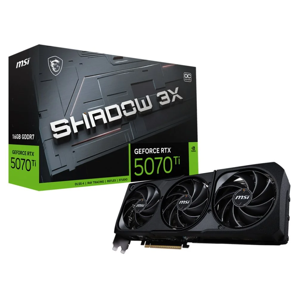 Видеокарта MSI Bad Pack RTX5070Ti SHADOW 3X OC 16GB GDDR7 256bit 3xDP HDMI 3FAN RTL bp (RTX 5070 TI 16G SHADOW 3X OC||BP)