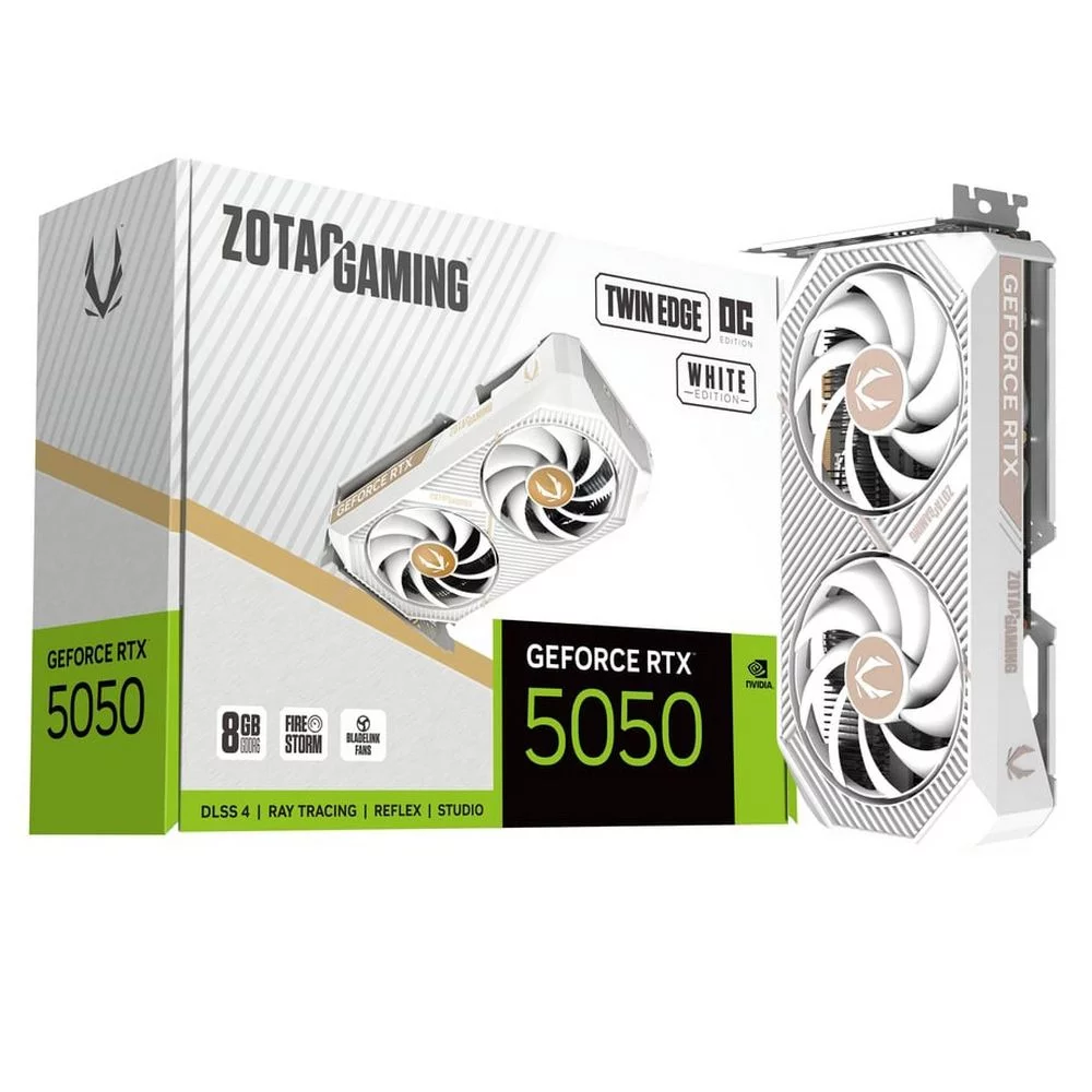 Видеокарта Zotac RTX5050 TWIN EDGE OC WHITE ED 8GB GDDR6 128bit 3xDP HDMI 2FAN MEDIUM PACK (ZT-B50500Q-10M)