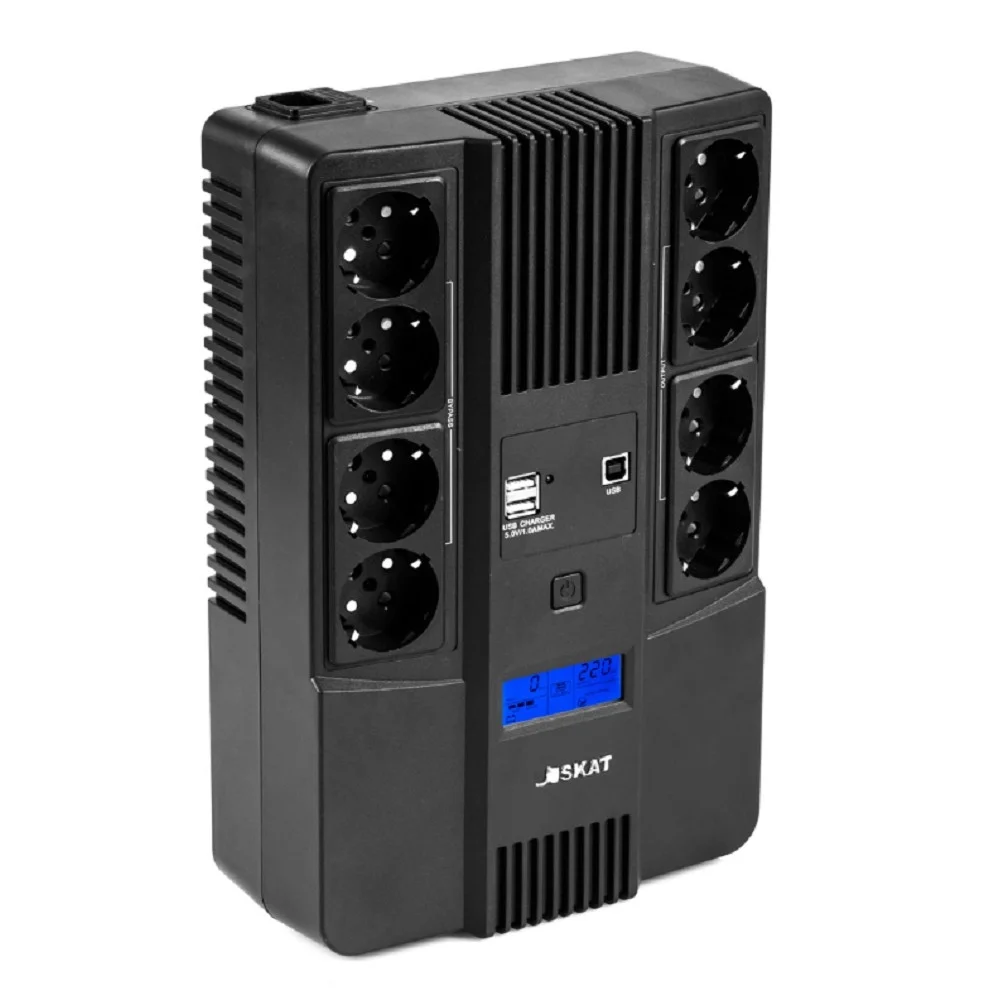 ИБП Бастион SSKAT-UPS 1000-AID-IN-1x9-8 {Line-interactive, 1000/ 600Вт, LCD-дисплей, USB/ RJ-45, АКБ 1х 9Ач, сверху ЕВРО 4+4, МПТ} (8934) (8934 SKAT-UPS 1000-AID-IN-1X9-8)